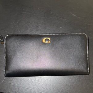 Coach Black Wallet with Gold Accent
